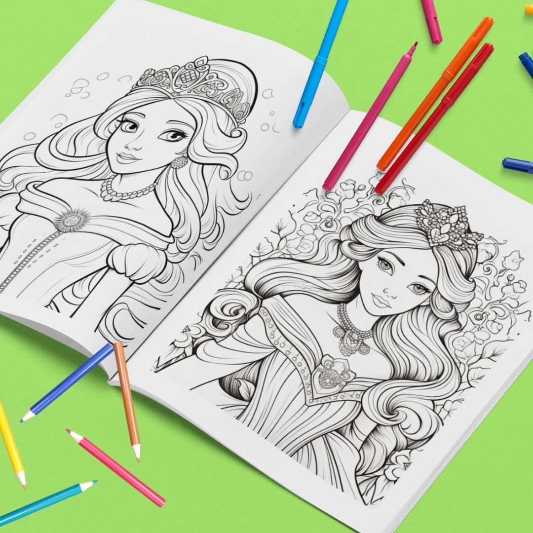 This image contains a Printable coloring busy book that open to pages with designs for download and print for kids and adults. The busy book is available uniquely at SharekknaOnline.com. It can be downloaded instantly and printed at home or your local print house. Numerous engaging and educational activities wait for parents and kids. From traditional coloring sessions with crayons, colored pencils, or markers to sparking imagination through storytelling based on the busy book's images, there's ample room for creativity.