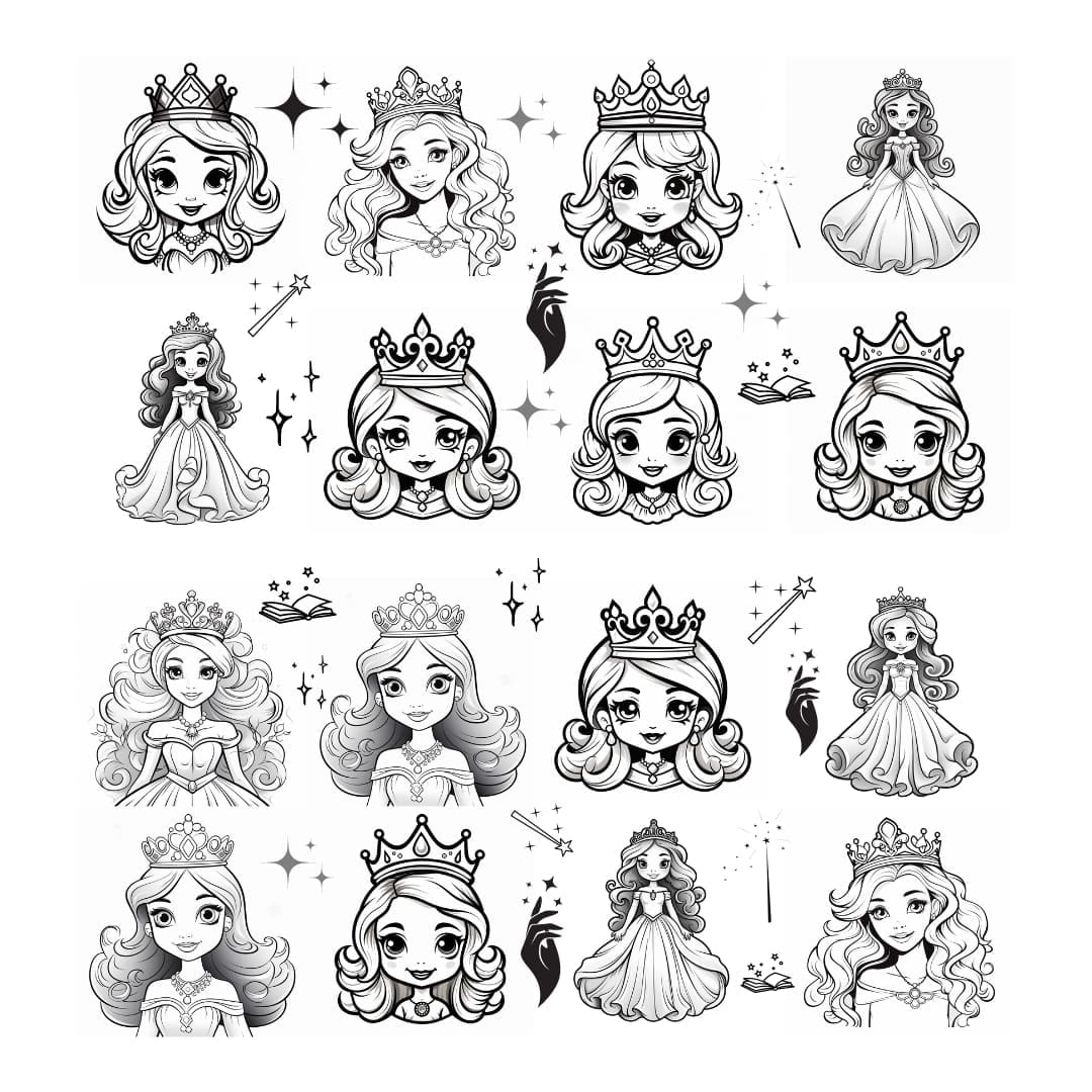 Graceful Royalty Coloring Pages - Image 4