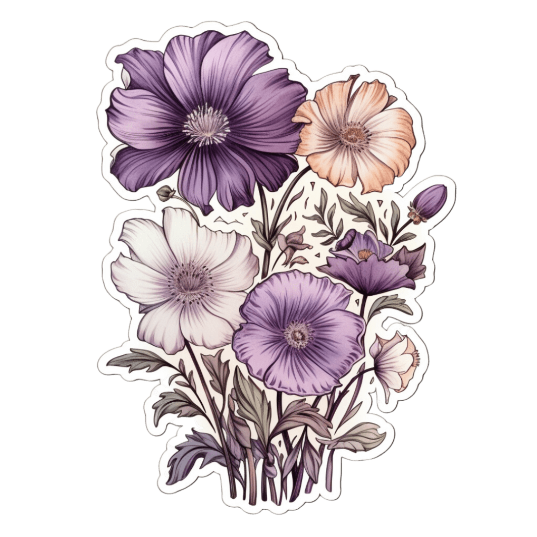 Purple Flowers Stickers - Image 5