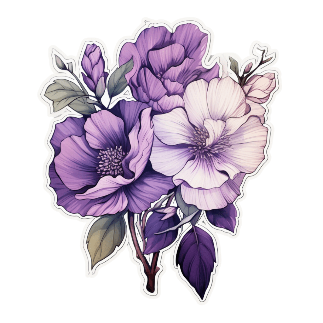 Purple Flowers Stickers - Image 3