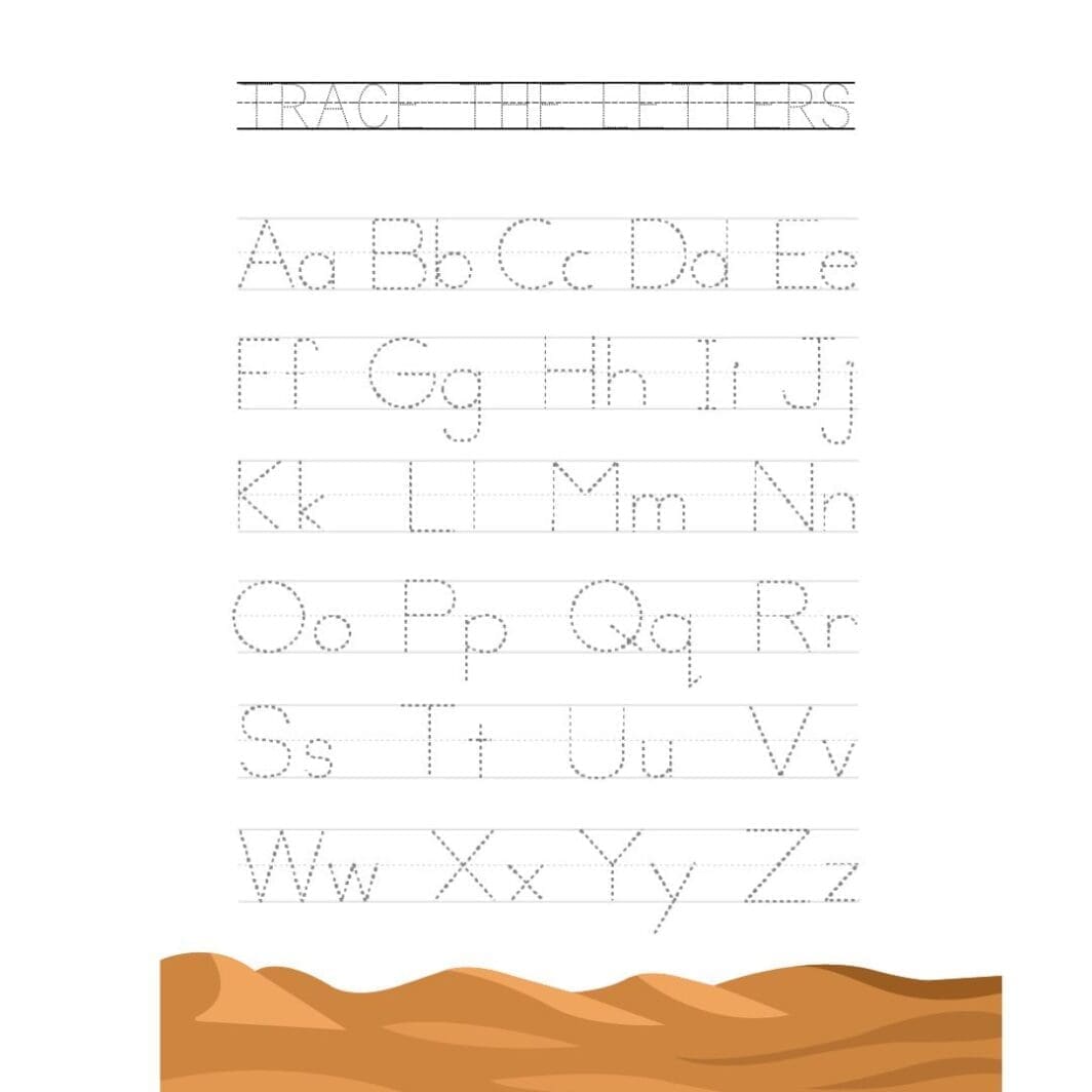 In the Desert Alphabet Tracing Sheet