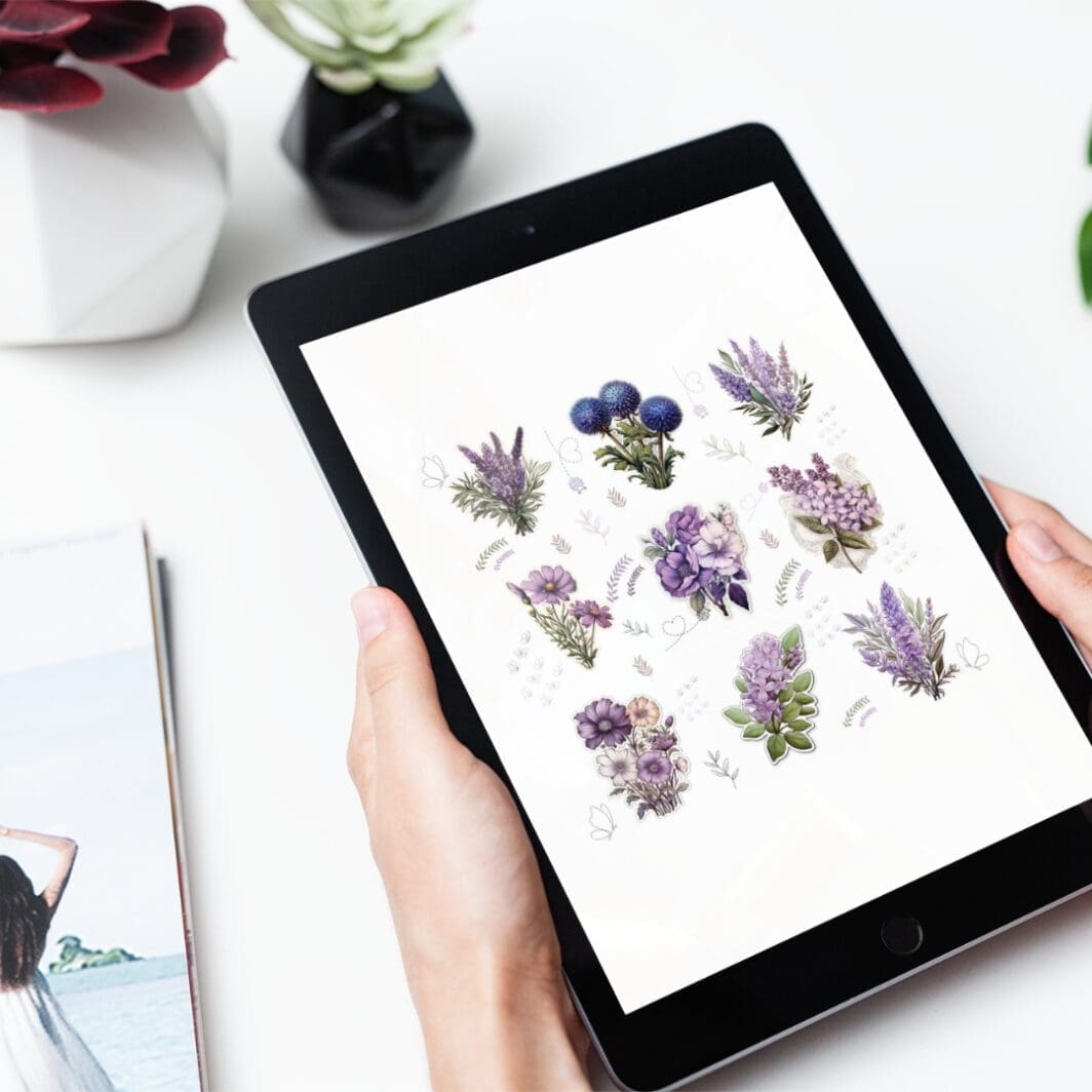 Purple Flowers Stickers - Image 4