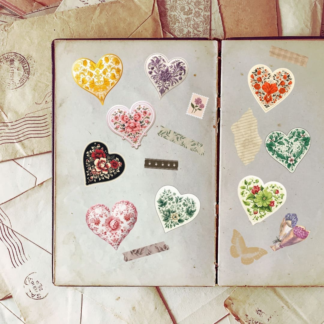 Vintage Hearts Stickers - Image 3