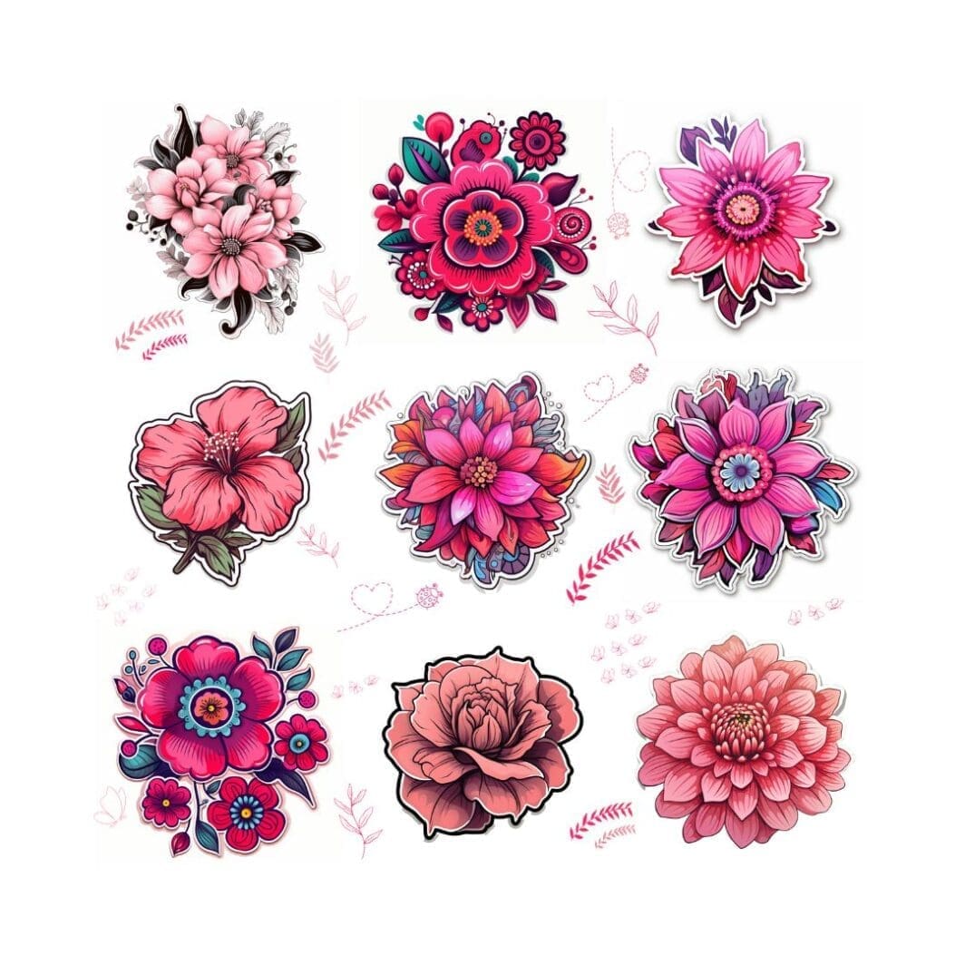 Pink Flowers Stickers