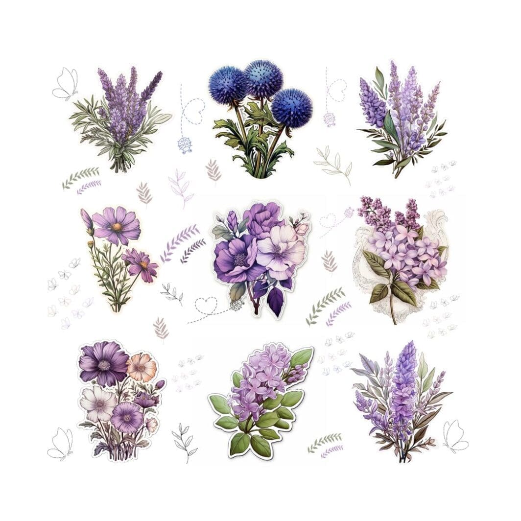 Purple Flowers Stickers