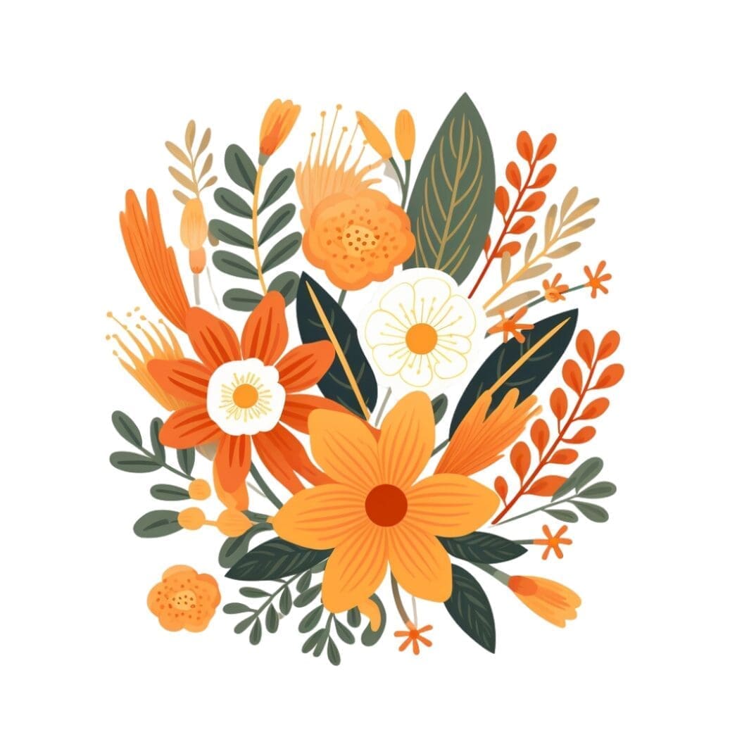Orange Flowers Stickers - Image 2