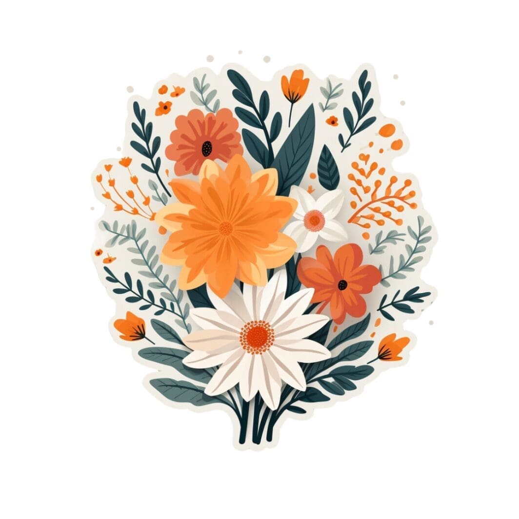 Orange Flowers Stickers - Image 7