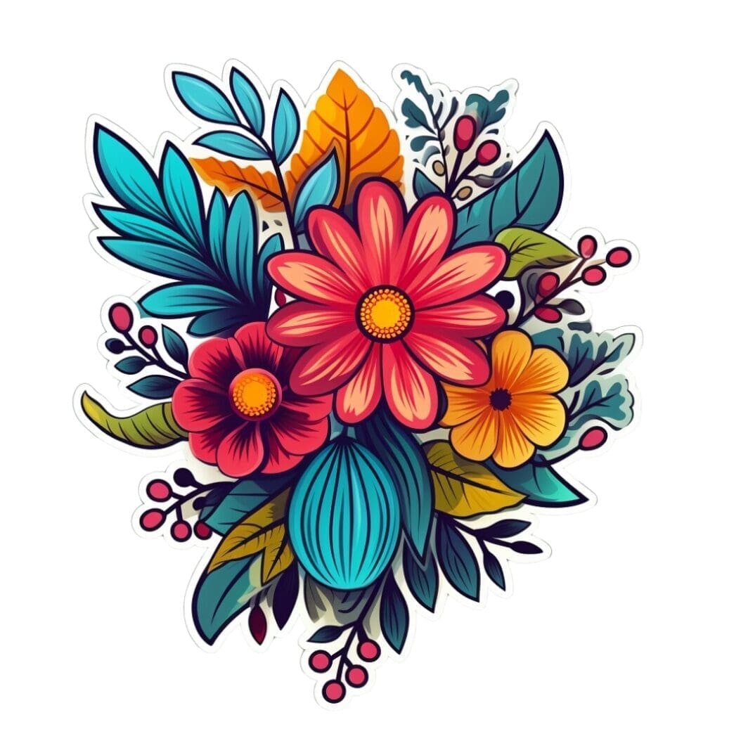 Orange Flowers Stickers - Image 8
