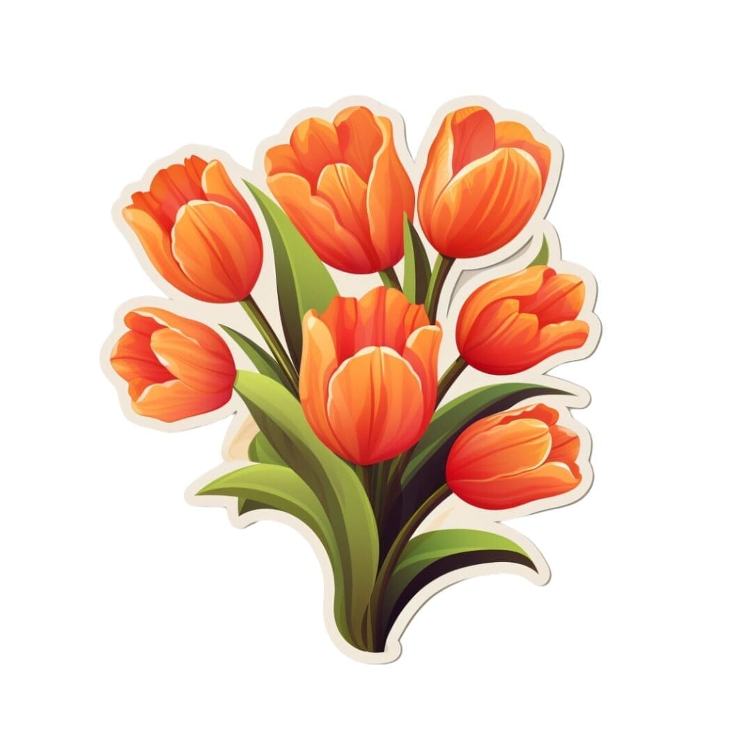 Orange Flowers Stickers - Image 4