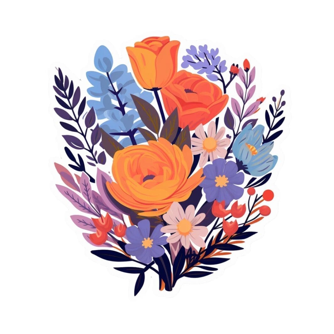 Orange Flowers Stickers - Image 6