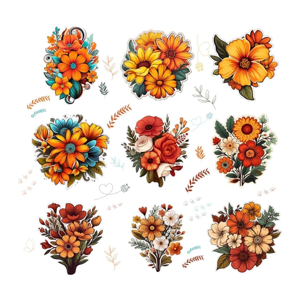 Orange Flowers Stickers