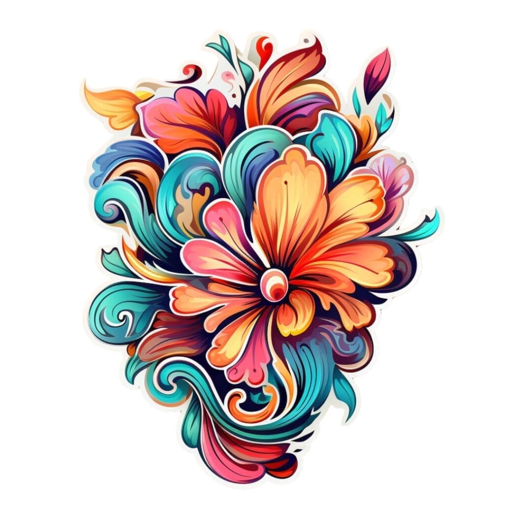 Rose Blue Hue Flowers Stickers - Image 2