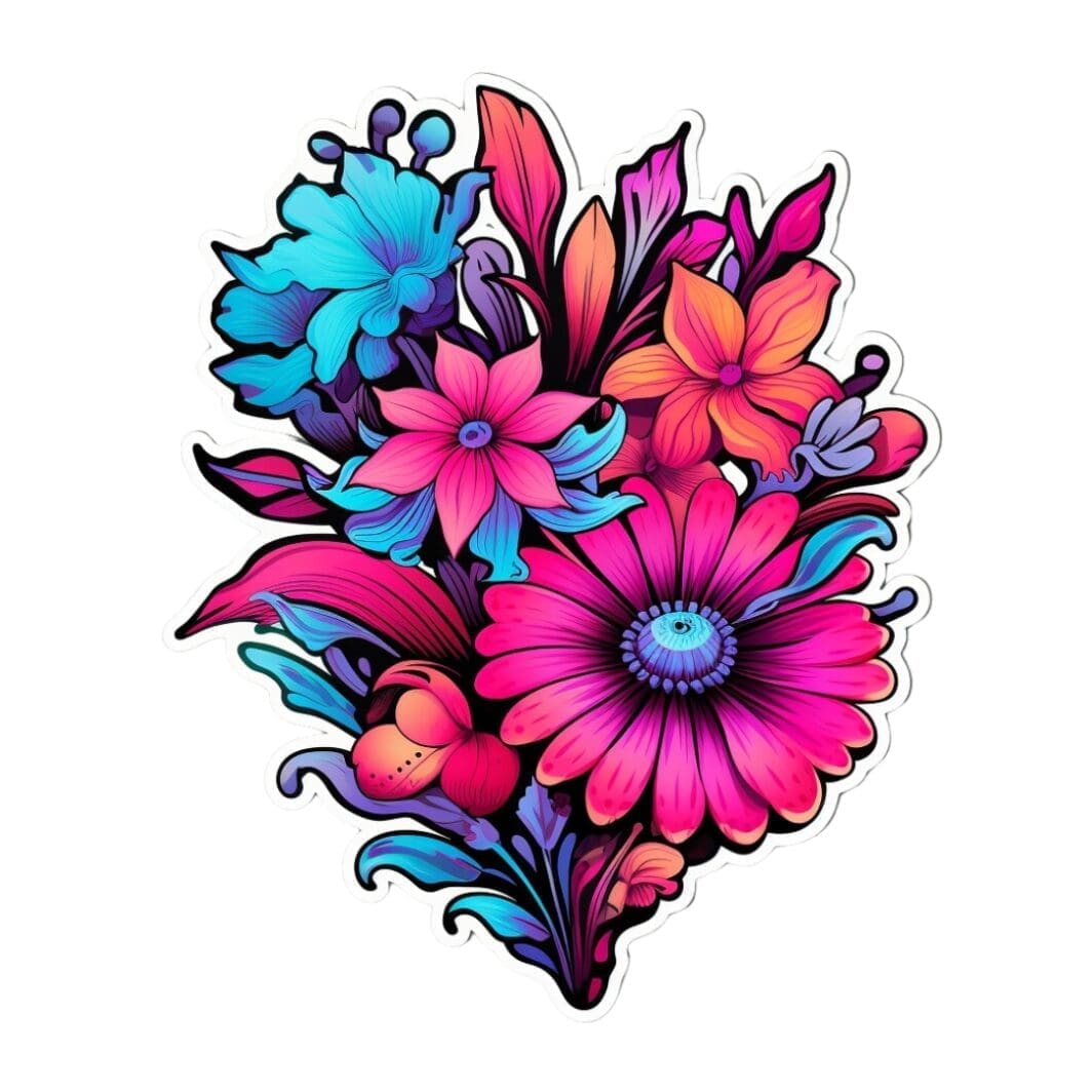 Rose Blue Hue Flowers Stickers - Image 7