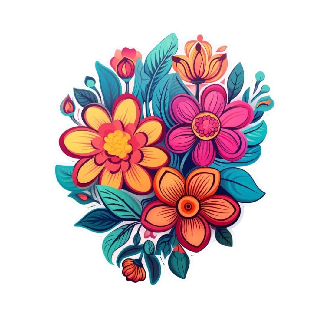 Rose Blue Hue Flowers Stickers - Image 3