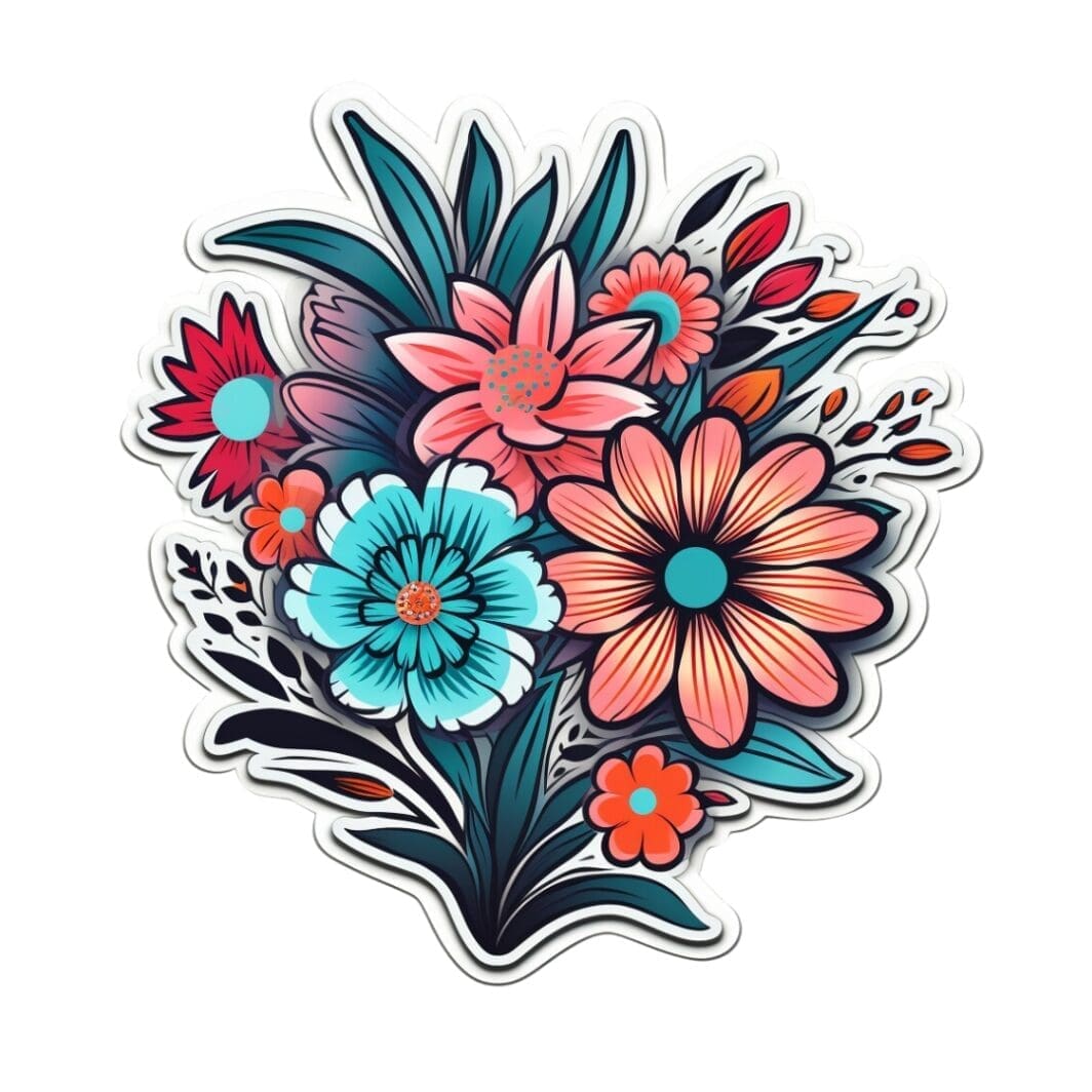 Rose Blue Hue Flowers Stickers - Image 4