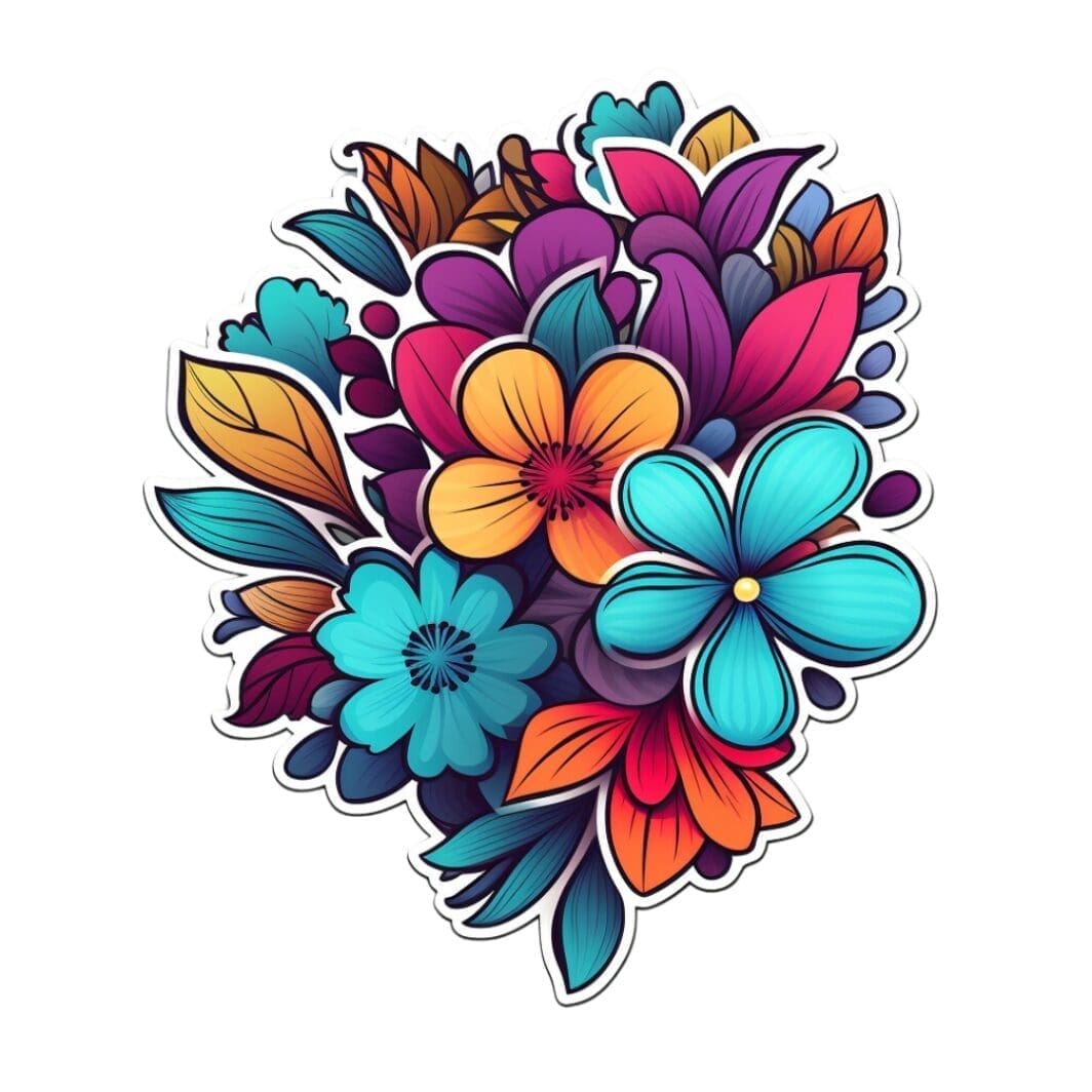 Rose Blue Hue Flowers Stickers - Image 6