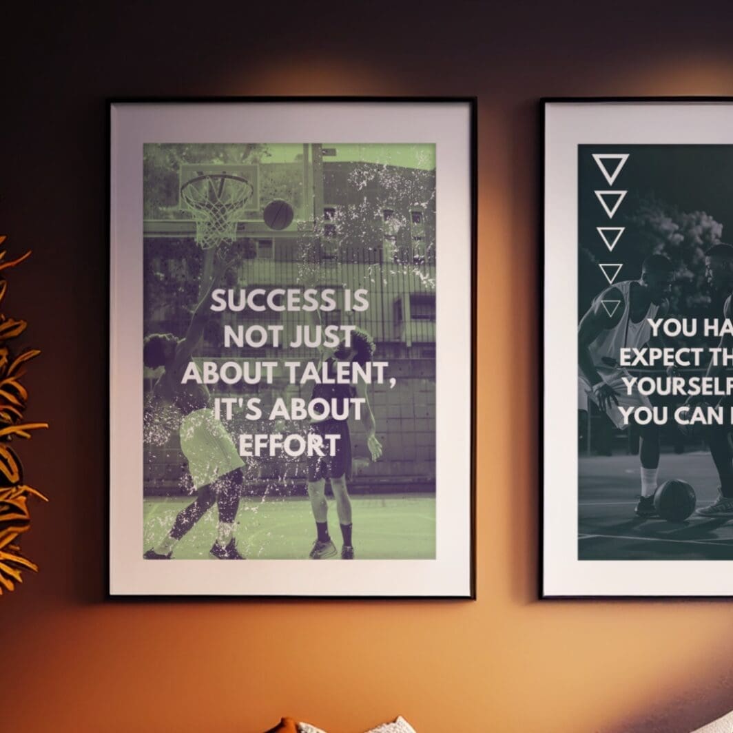 This image contains motivational sports football and basketball team games poster with emotional and motivational slogans, perfect for gum, home and work wall art and wall decor, available at SharekknaOnline.com. The poster can be downloaded as pdf and printed at home or at the local print house on A3, A4 and A5 paper size.