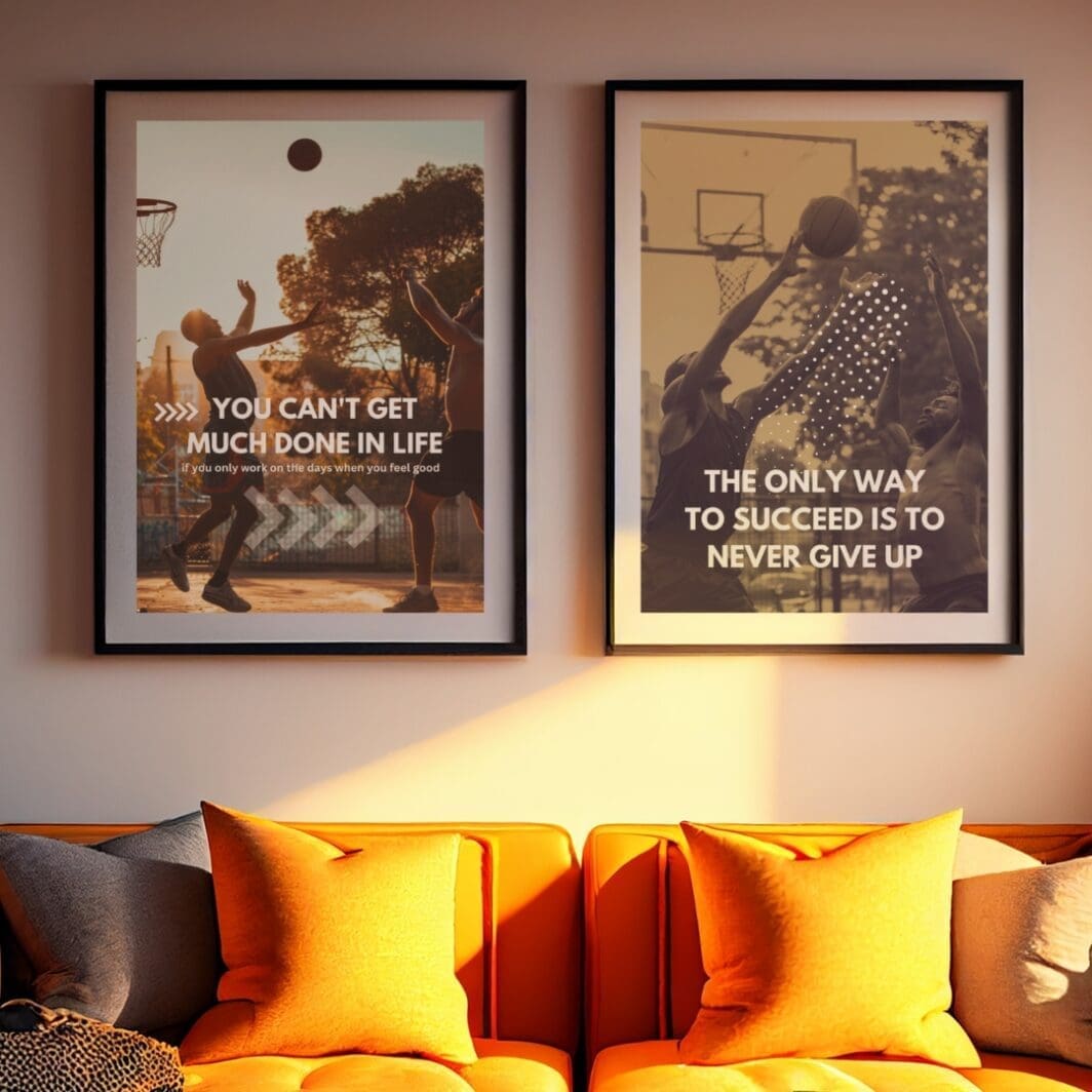This image contains motivational sports football and basketball team games poster with emotional and motivational slogans, perfect for gum, home and work wall art and wall decor, available at SharekknaOnline.com. The poster can be downloaded as pdf and printed at home or at the local print house on A3, A4 and A5 paper size.