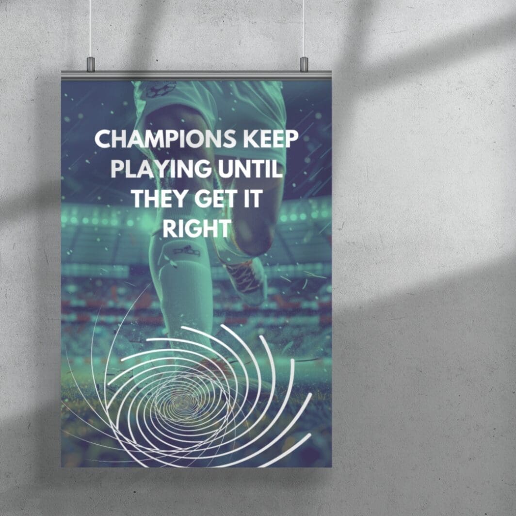 This image contains motivational sports football and basketball team games poster with emotional and motivational slogans, perfect for gum, home and work wall art and wall decor, available at SharekknaOnline.com. The poster can be downloaded as pdf and printed at home or at the local print house on A3, A4 and A5 paper size.
