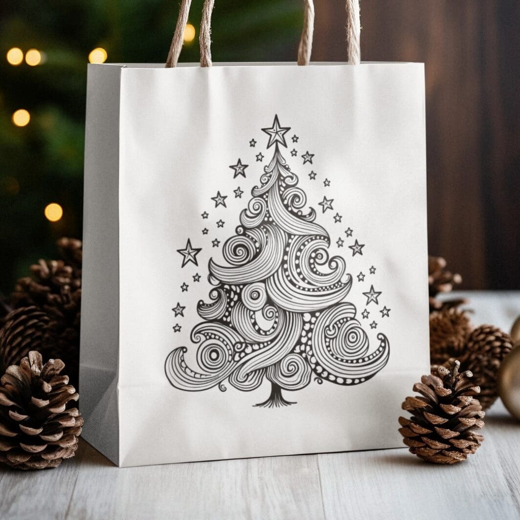 Black & White Christmas Tree Clipart - Image 4