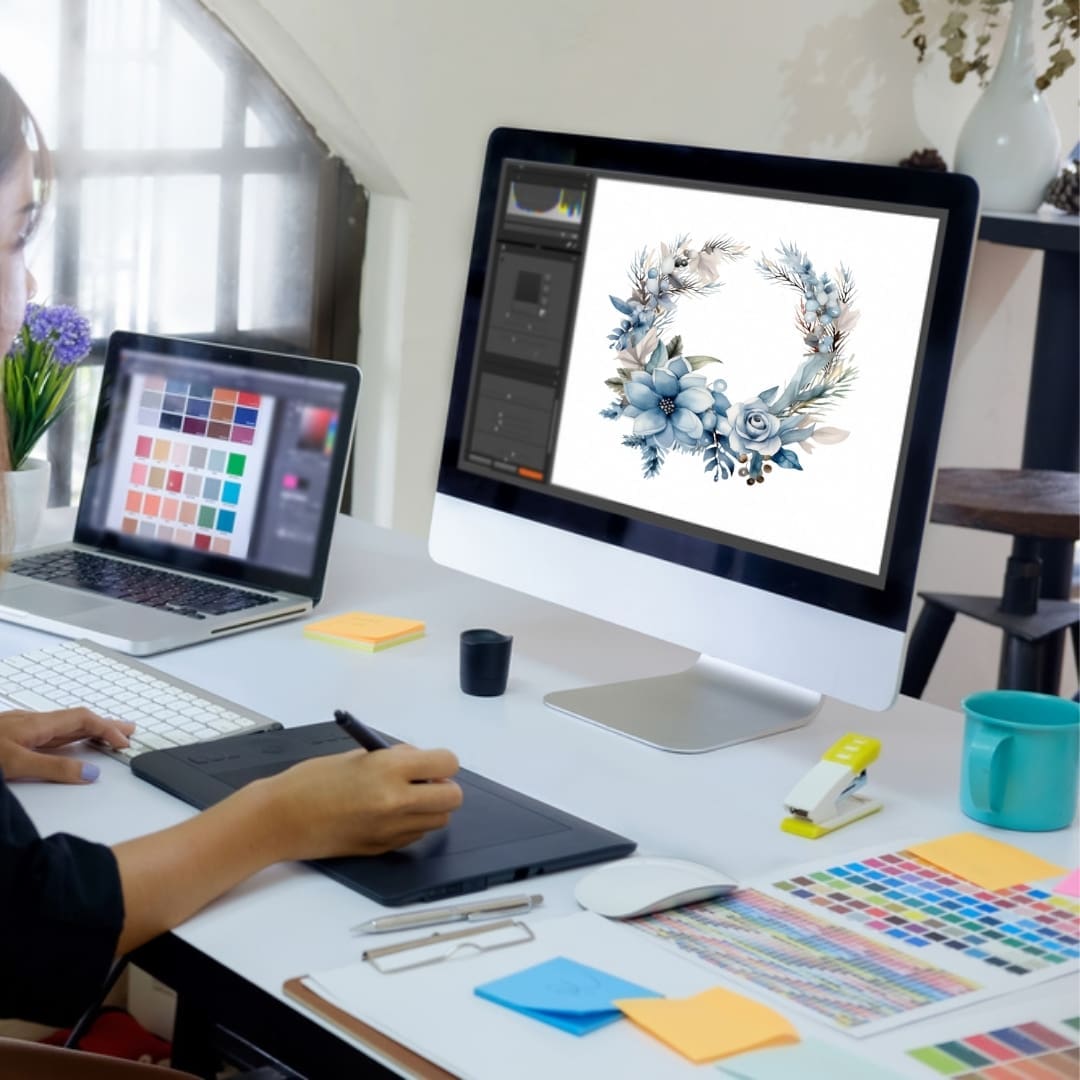 Vintage Blue Christmas Clipart - Image 5