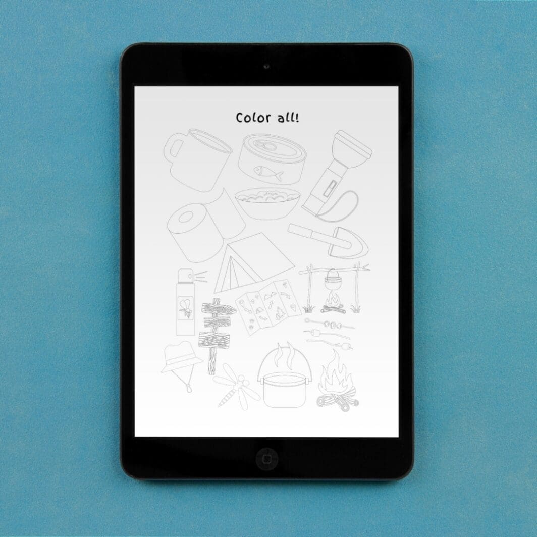 This image contains a Printable coloring busy book that open to pages with designs for download and print for kids and adults. The busy book is available uniquely at SharekknaOnline.com. It can be downloaded instantly and printed at home or your local print house. Numerous engaging and educational activities wait for parents and kids. From traditional coloring sessions with crayons, colored pencils, or markers to sparking imagination through storytelling based on the busy book's images, there's ample room for creativity.