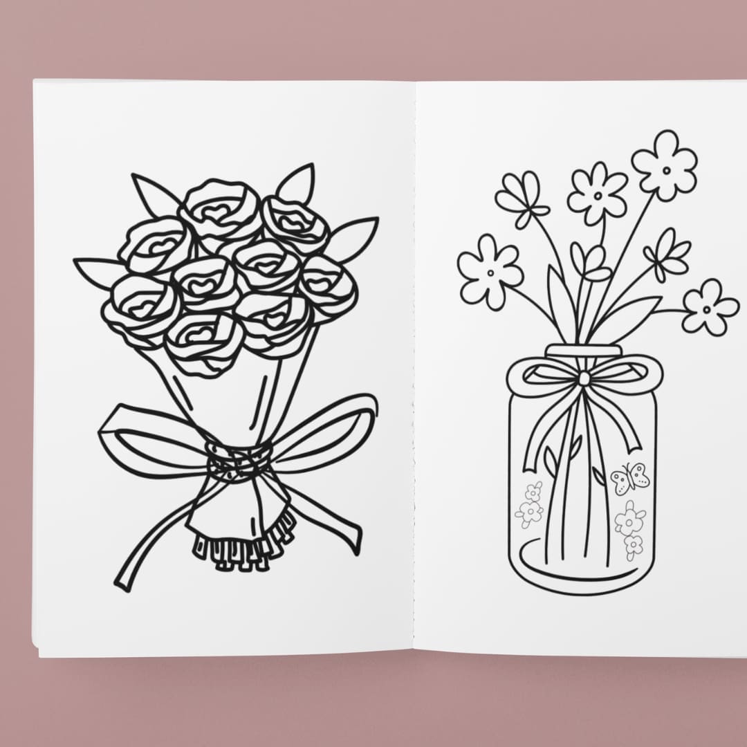 Flowers Bouquet Coloring Pages - Image 4