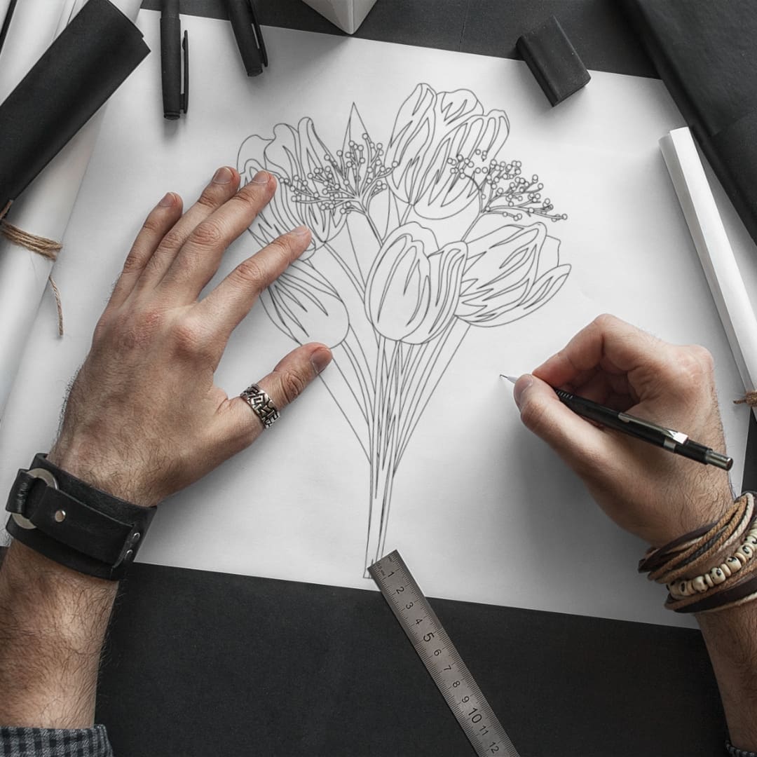 Retro Flower Bouquet Coloring Pages - Image 3