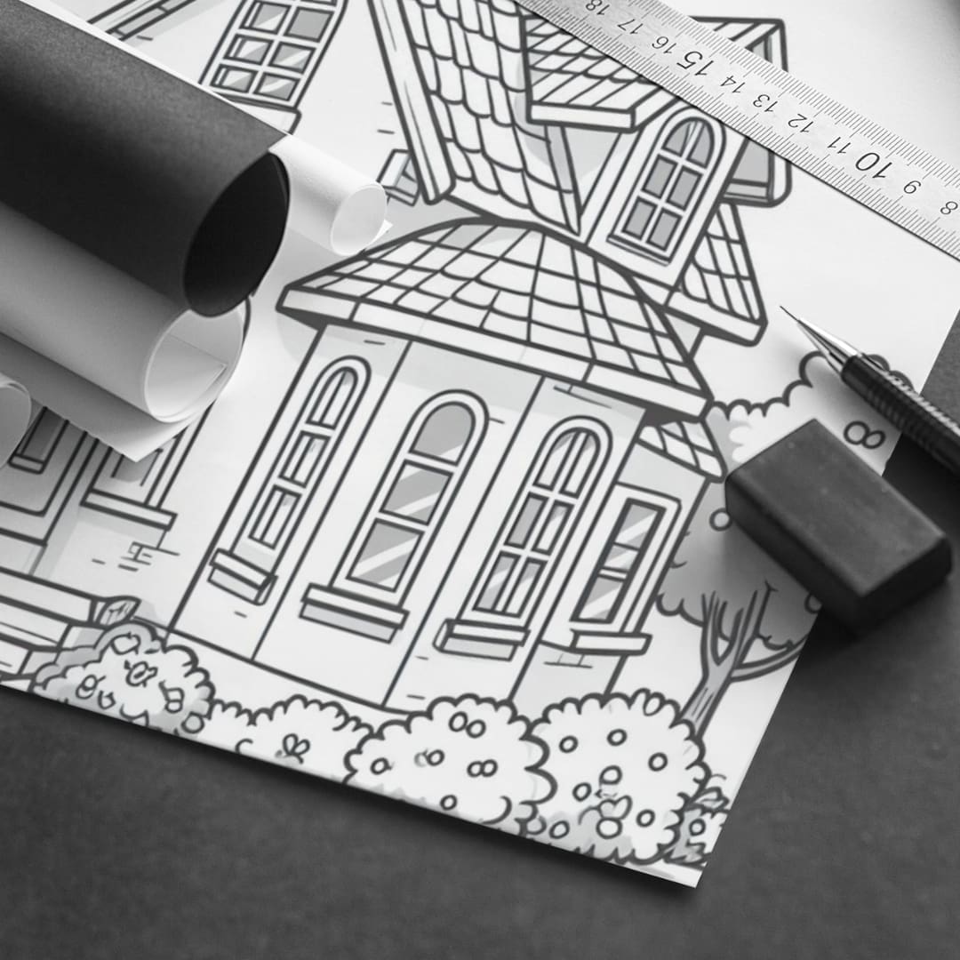 Traditional Houses Coloring Pages - Image 2
