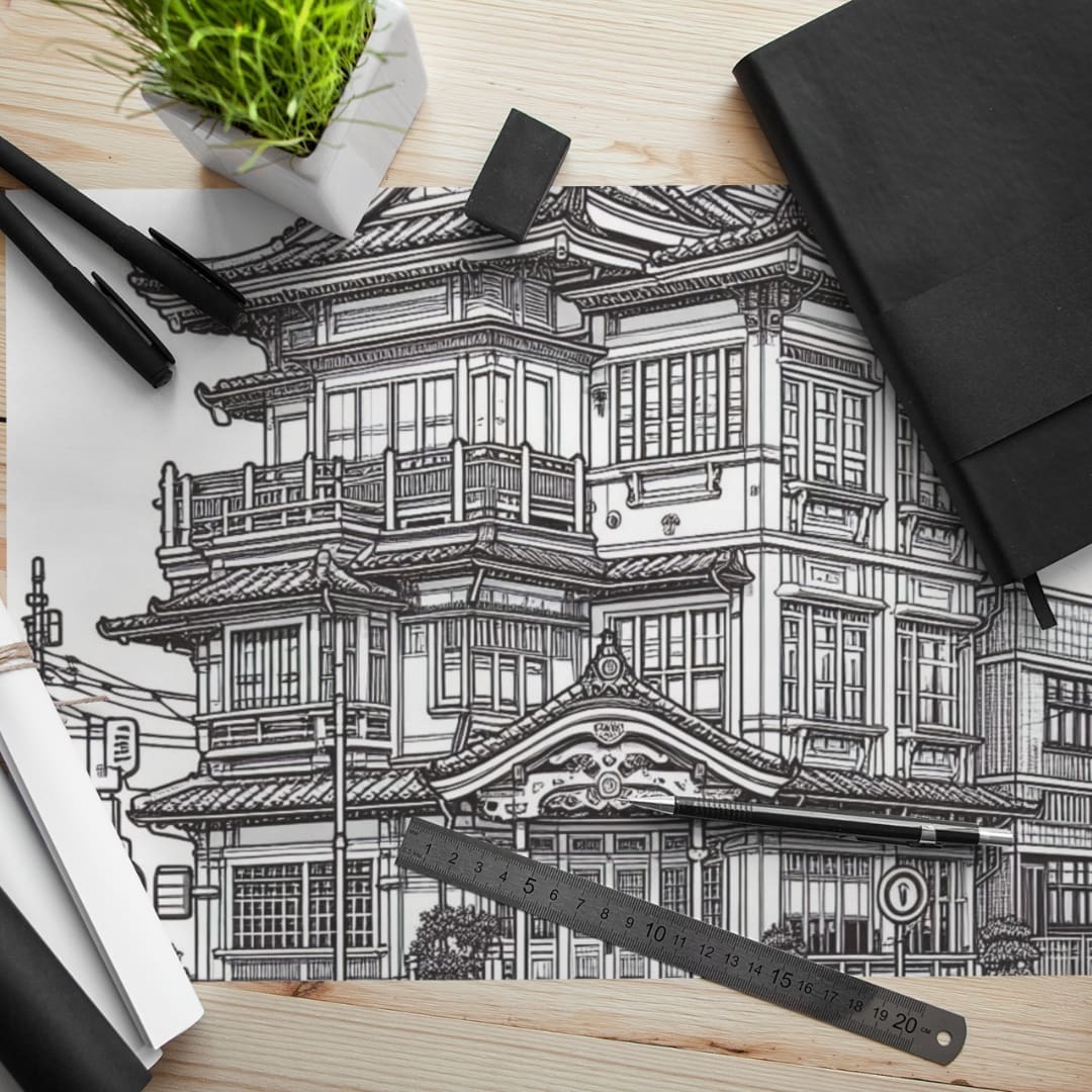 Traditional Houses Coloring Pages - Image 4