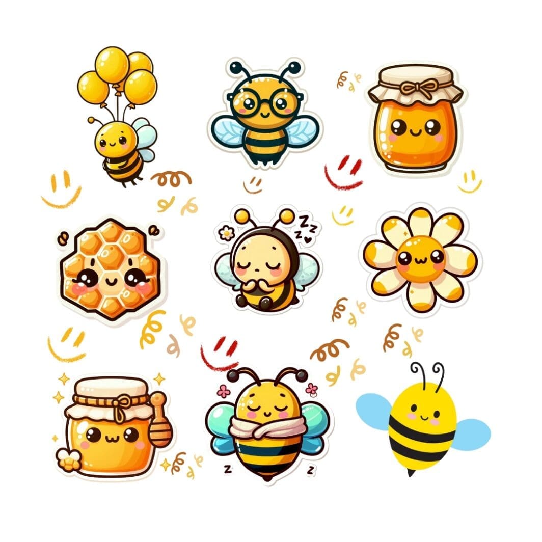 66 Cute Bee Stickers + FREE Printable Mat - Image 2