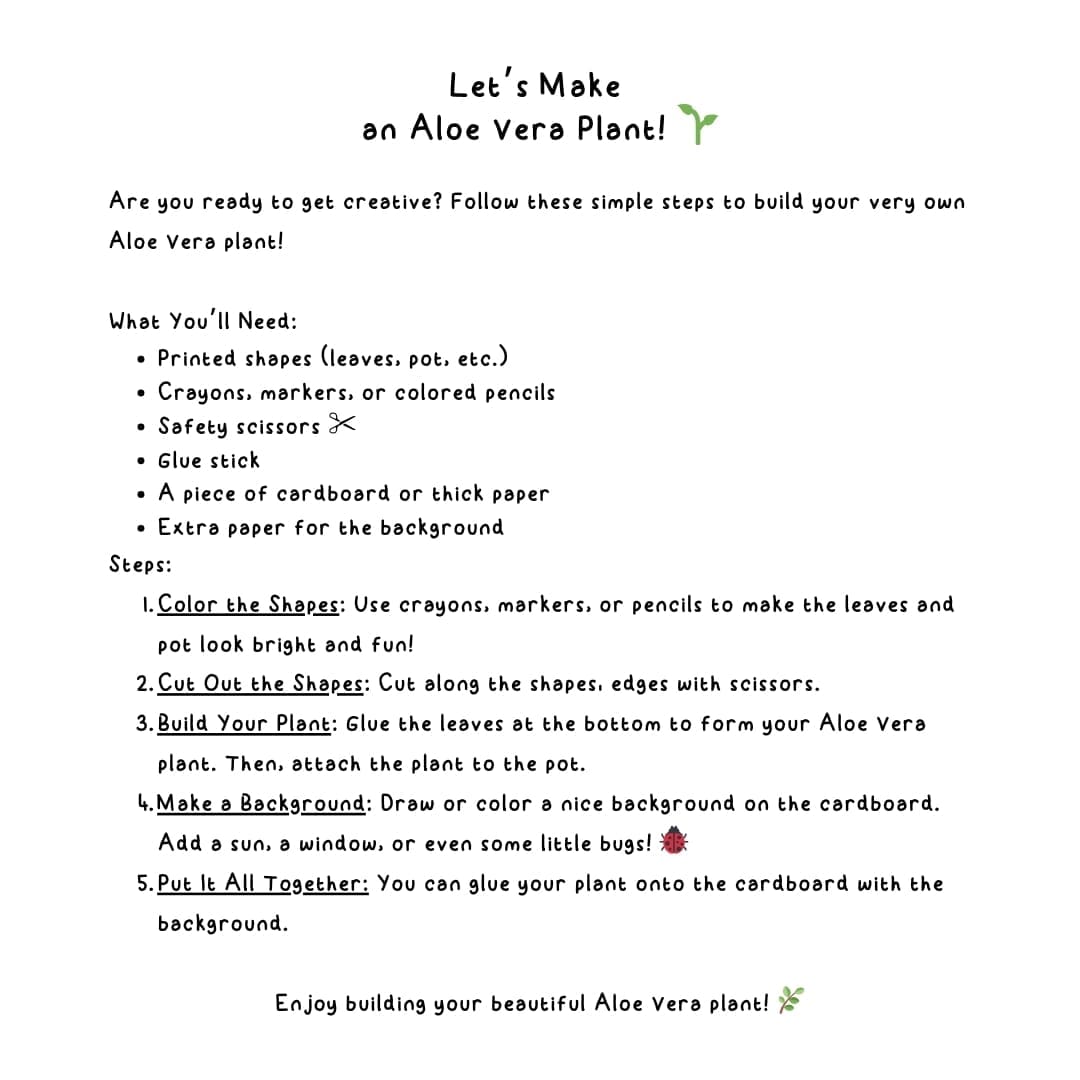 Build an Aloe Vera Activity Sheet - Image 2