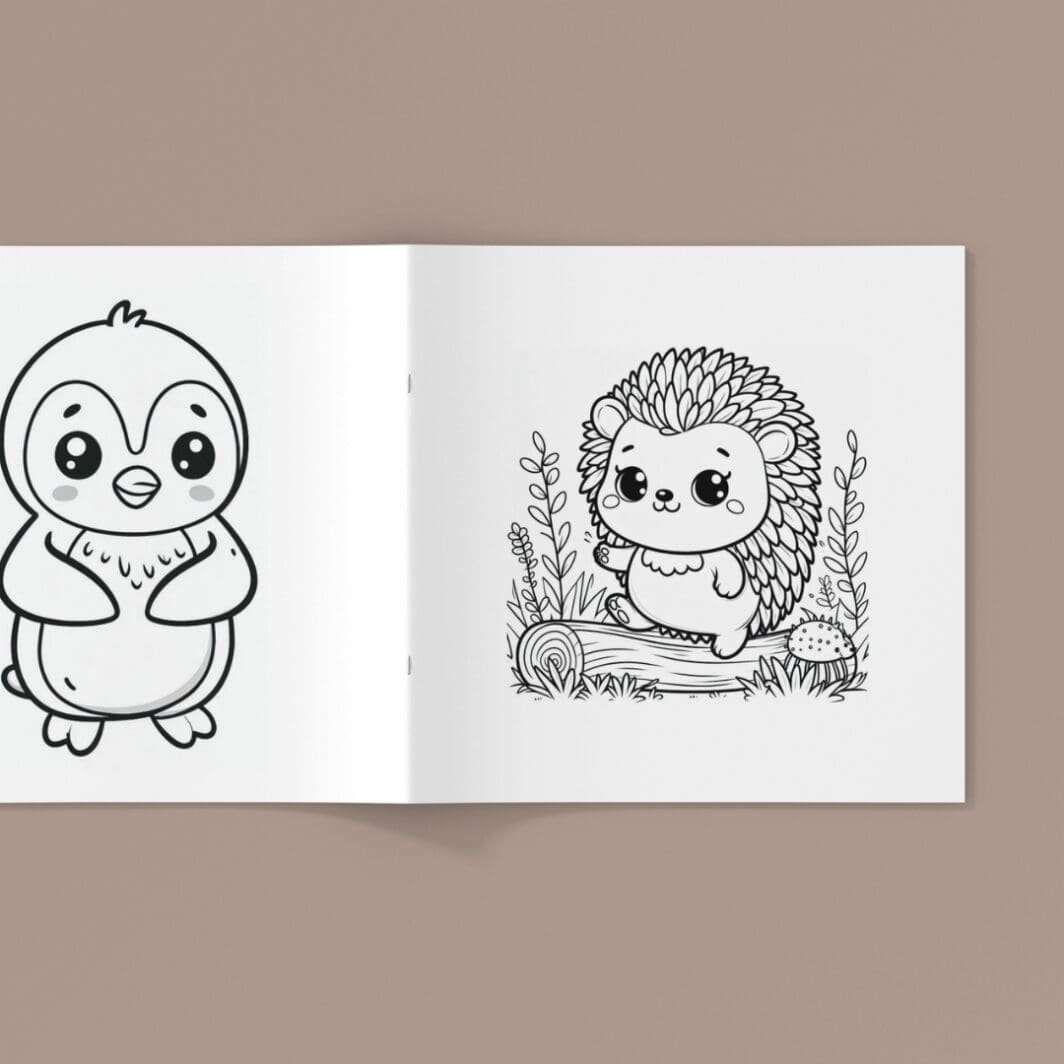 Cover image featuring a collage of cute baby animals, including a puppy, kitten, hedgehog, owl, bunny, and duckling, each illustrated in a fun, cartoon-style line art for coloring. The title reads “39 Adorable Baby Animal Coloring Pages – Download & Print at Home