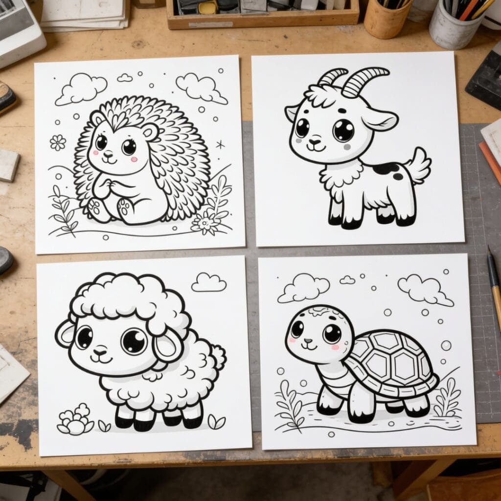 Baby Animals Coloring Pages Mockups Mockups (3) Animals Coloring Book for Kids – Printable PDF with cute animal coloring pages for preschoolers, kindergarteners, and young children.