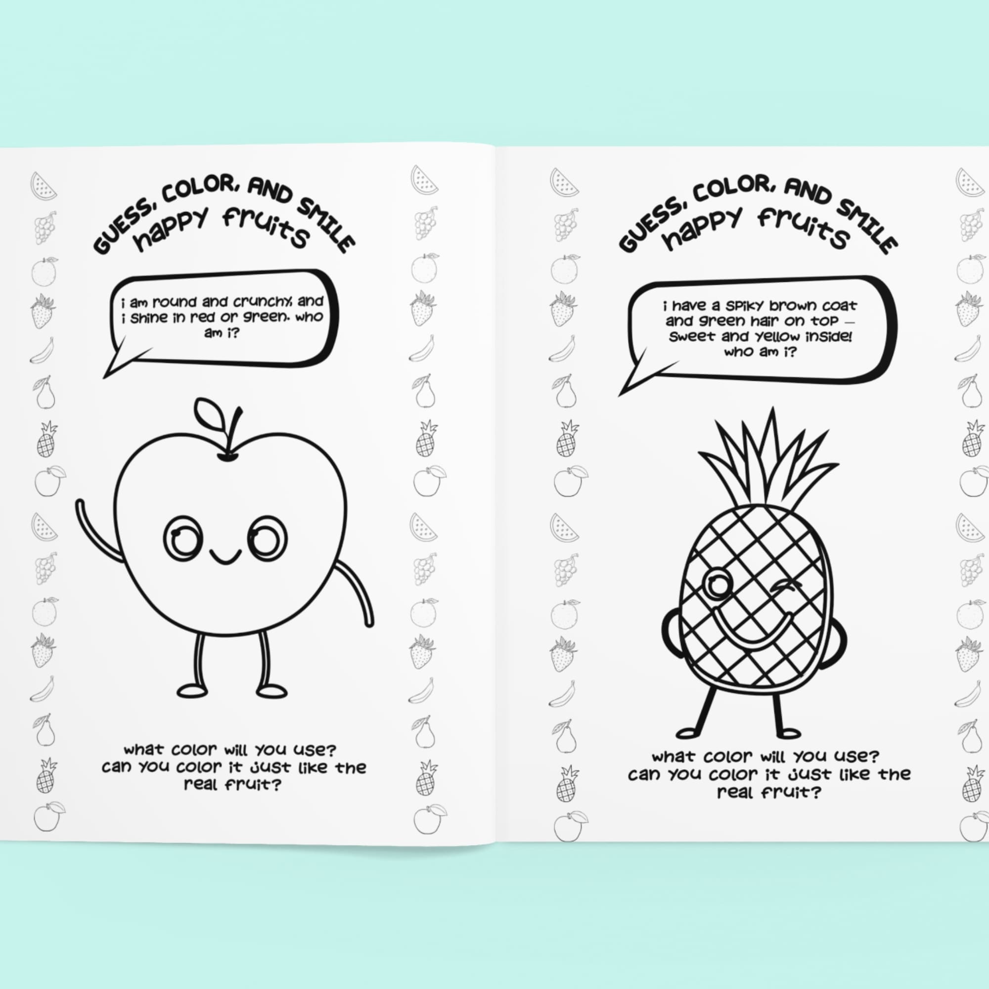 Happy Fruits Coloring Pages - Image 3