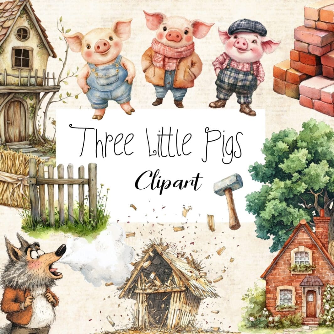 Three Little Pigs Fairy Tale Clipart