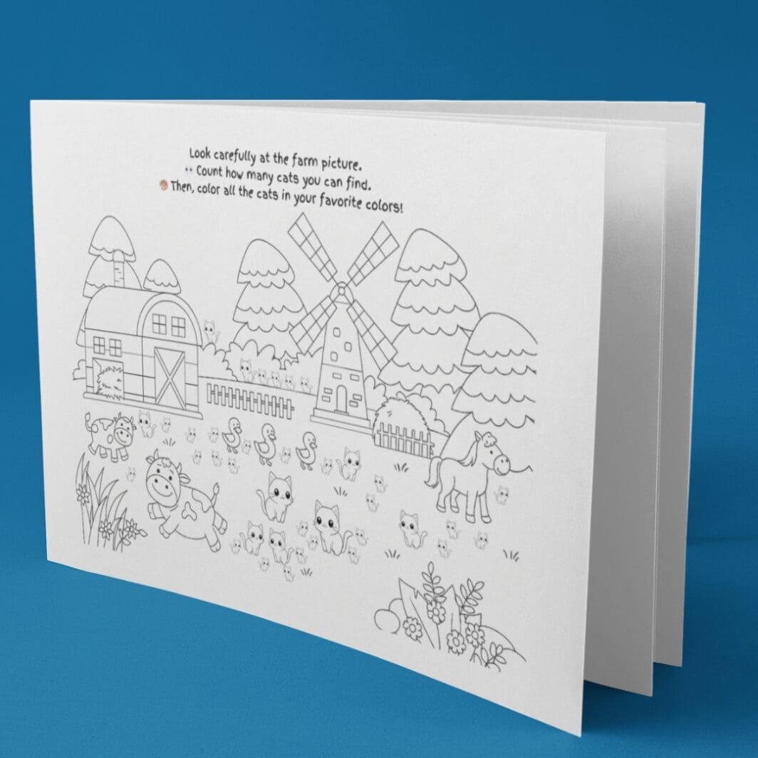 Count and Color Farm Cats Activity Sheet - Image 3