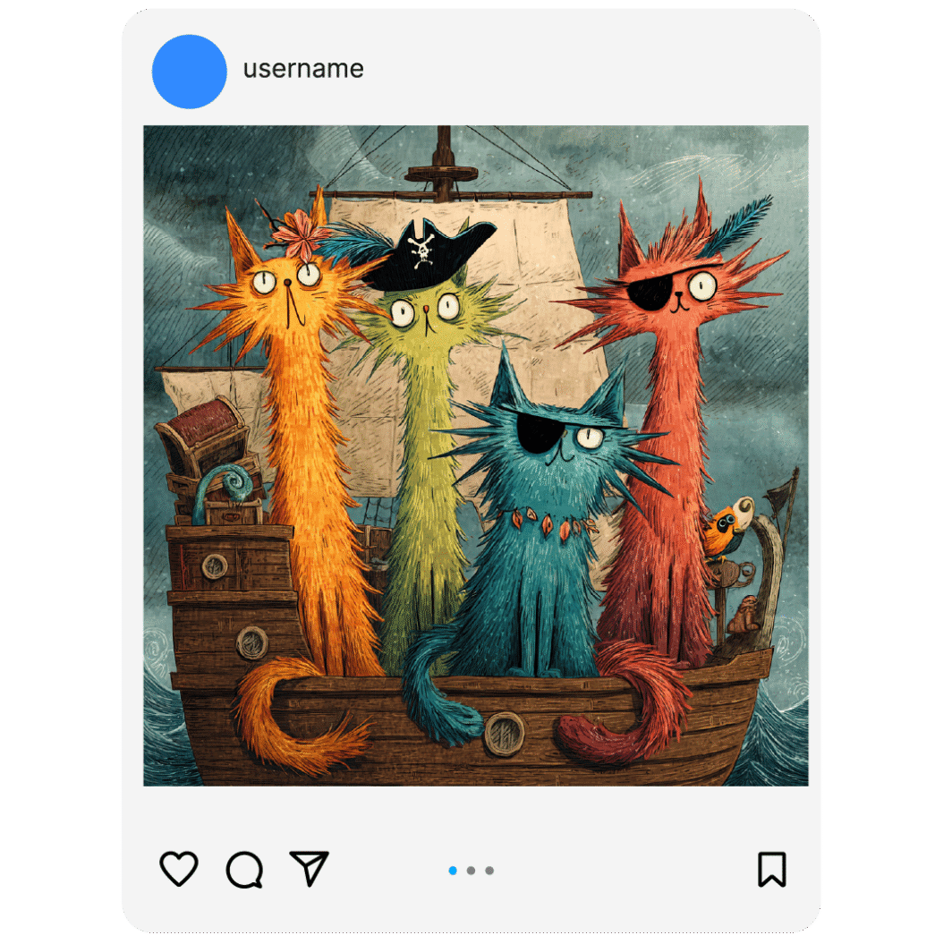 Colorful digital illustration of four whimsical cartoon cats with unique flower crowns, representing the 156 Cat Club Content collection for faceless and themed social media branding