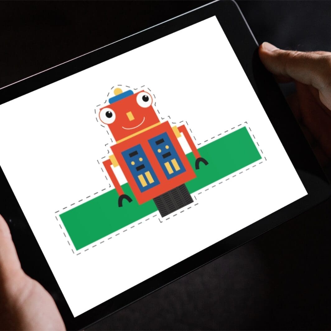Printable finger puppet robots craft pack for kids – PDF download with 6 cut-out robot puppets and 5 coloring pages, fun STEM activity for play and learning