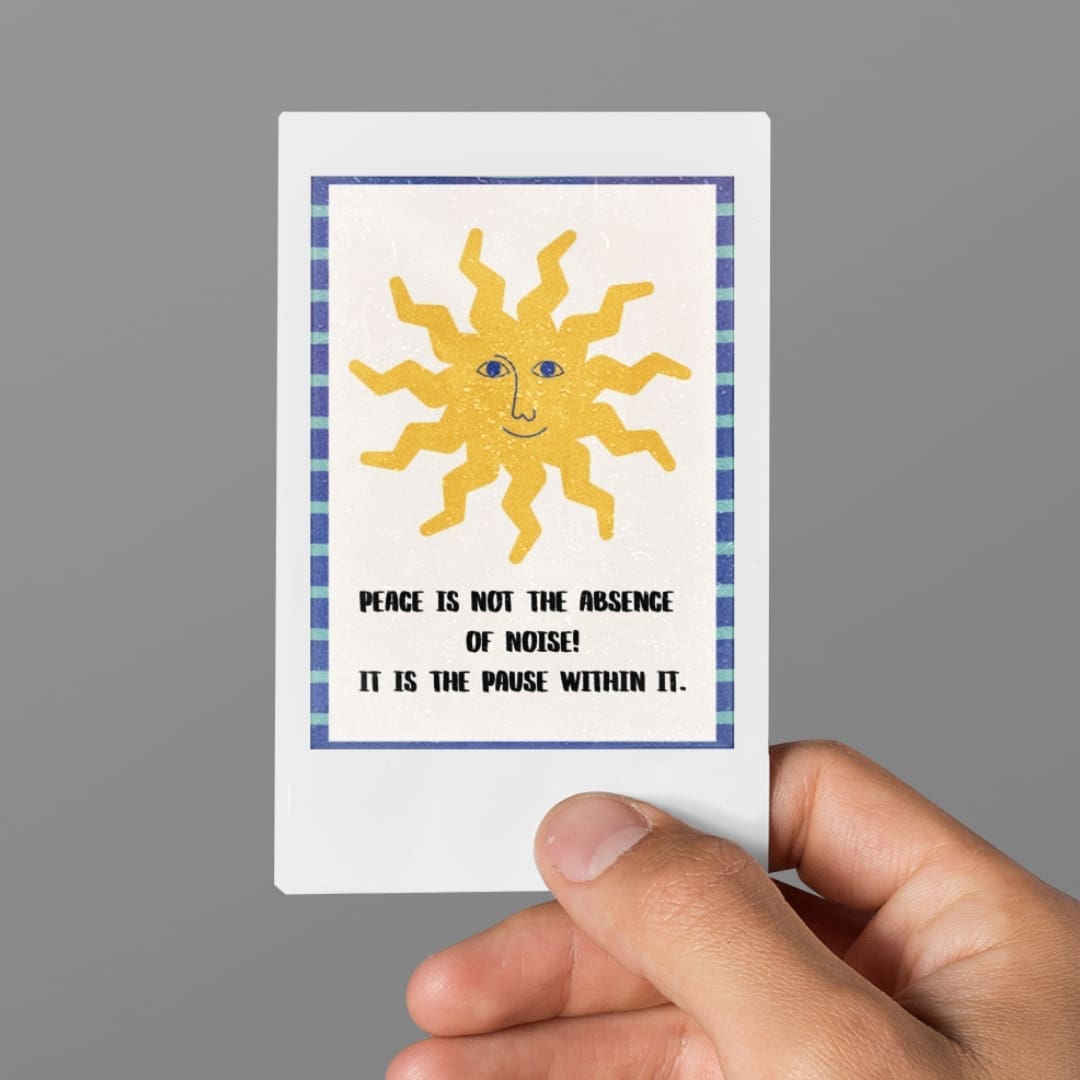 Colorful affirmation card featuring handwritten text that reads ‘Courage doesn’t always roar. Sometimes it’s the quiet voice saying, I will try again tomorrow,’ displayed on a scalloped white frame over pastel wavy stripes in pink, teal, and yellow.”