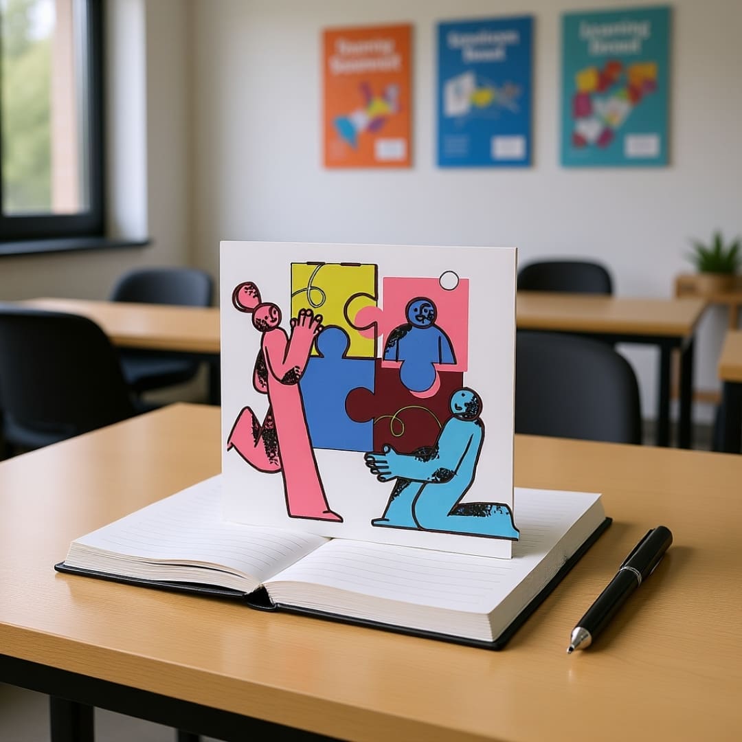 A collection of 35 colorful education-themed stickers arranged in rows, featuring icons and illustrations about equity, equality, motivation, coaching, mentoring, training, success, youth empowerment, creativity, and teamwork. Designs include phrases like ‘Voices Shaping Tomorrow,’ ‘Educate Inspire Empower,’ ‘Give Your Best Everyday,’ and various illustrated characters learning, collaborating, cycling, drawing, and holding books. The stickers use a mix of modern graphics, pastel tones, and bold colors.