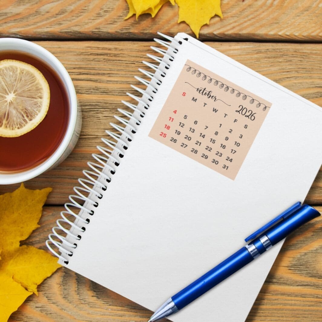 Cover image showing a set of 12 Mini Calendar 2026 pastel labels, each month displayed in a soft trendy pastel color. The layout is clean and minimal, showcasing all months arranged neatly in a grid with elegant typography