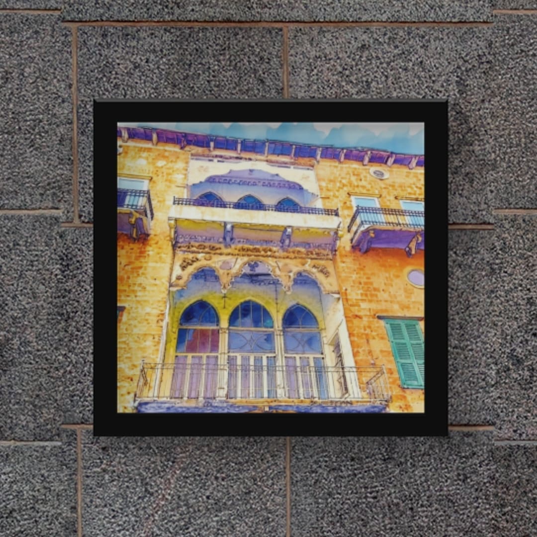 Square mixed-colors illustration of Beirut featuring iconic architecture and landmarks, capturing the city’s heritage, resilience, and vibrant urban life in a soft watercolor style