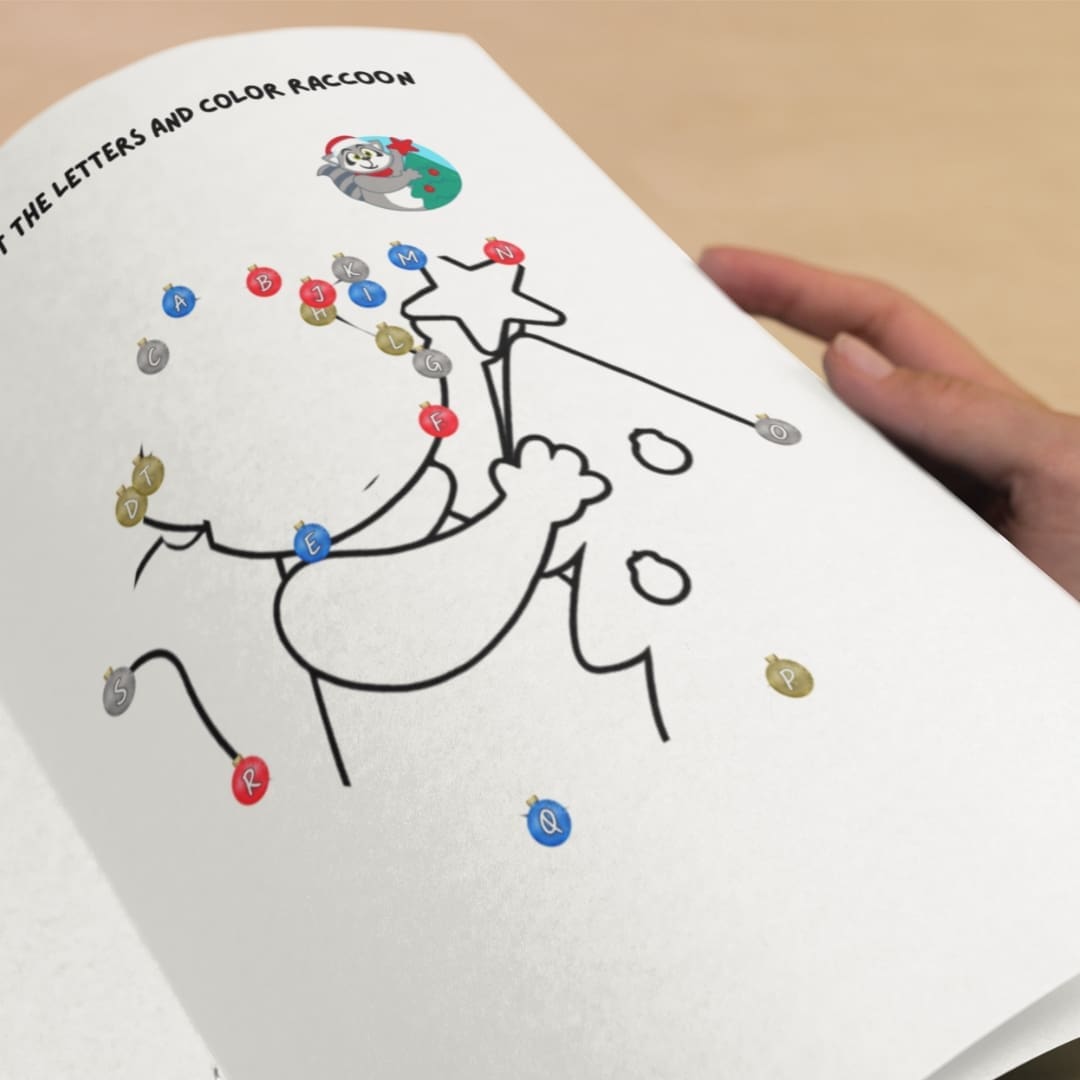 Raccoon Christmas Activity Sheets - Image 3