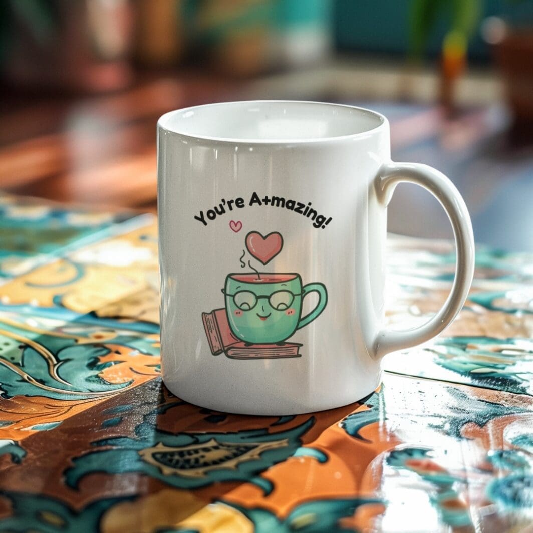 Cute Best Teacher digital stickers set featuring 7 colorful and cheerful designs with apples, books, pencils, and tea cups, perfect for Teacher’s Day gifts and printable at home.