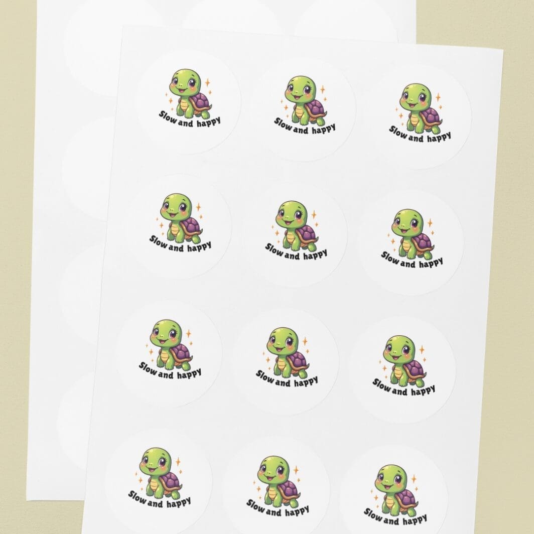 A colorful collection of 9 kawaii animal stickers for kids featuring cute smiling animals with big eyes in bright pastel colors, arranged together on a clean white background in a playful, child-friendly style.