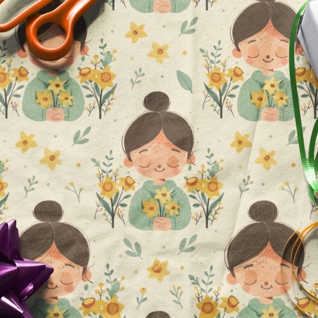 March Girls Energy Seamless Patterns Mockups