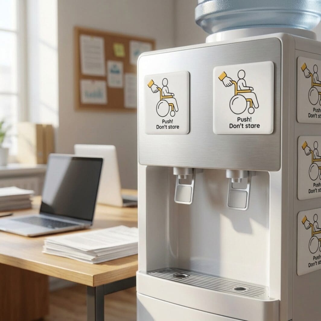 Minimalist set of 12 social impact icons in black and yellow, featuring themes of care, equality, support, inclusion, community, and global compassion.