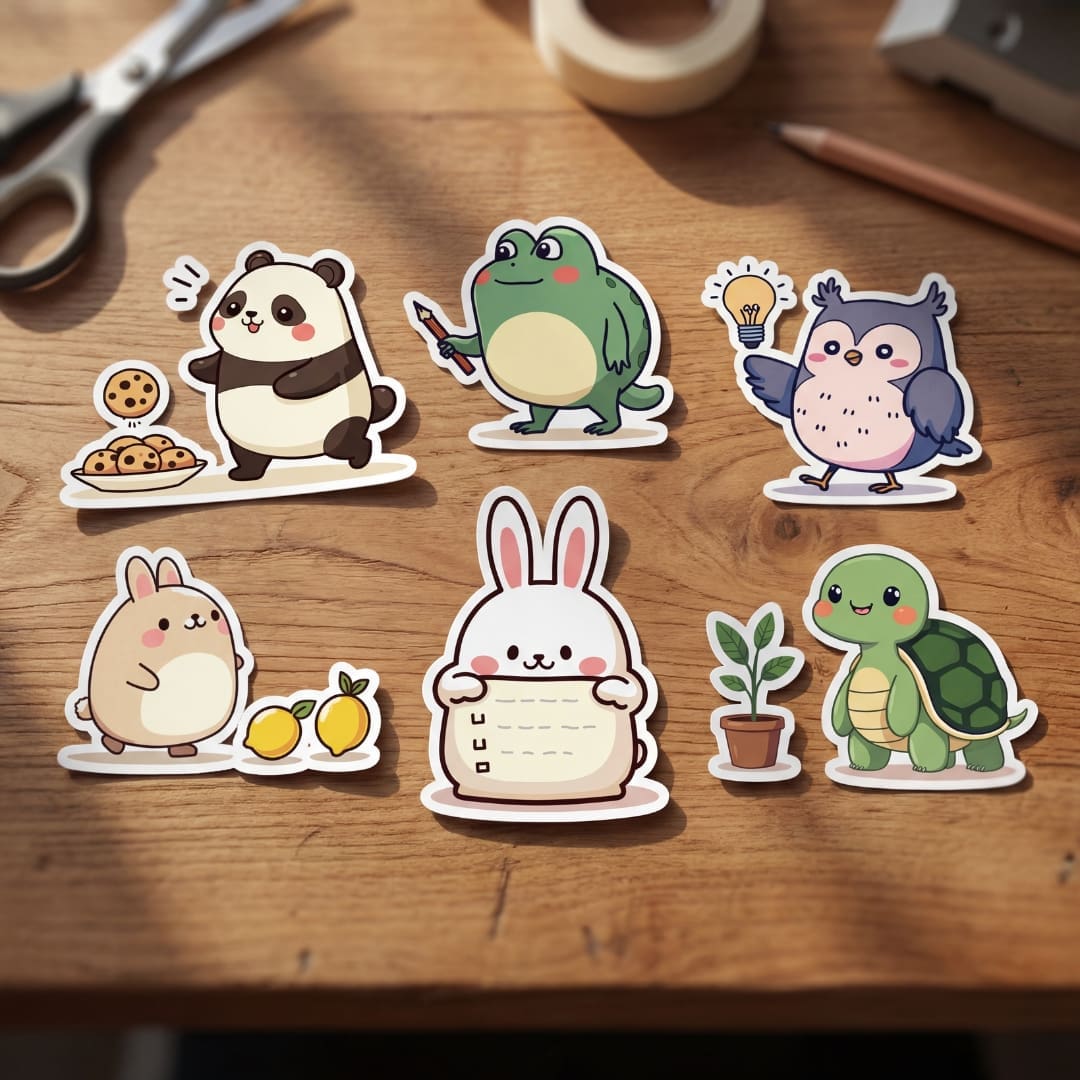 Cute kawaii turtle with plant growth stages from seed to potted plant, symbolizing progress and personal growth in a soft pastel illustration”