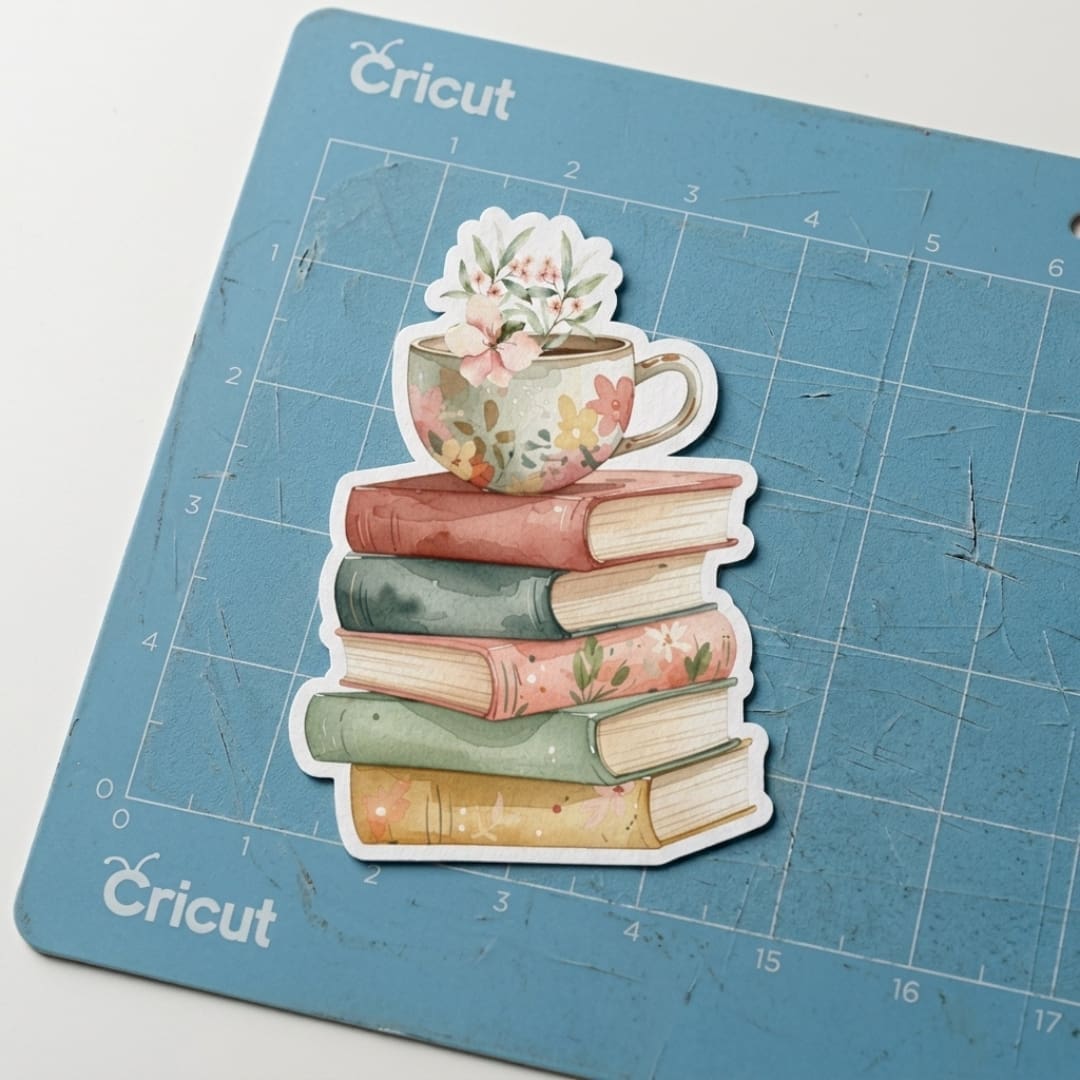 Coffee and Books Stickers featuring cozy book stacks, coffee cups, floral designs, and reading-themed illustrations for book lovers and coffee lovers.